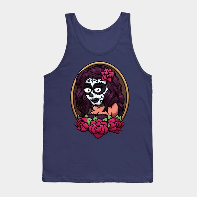 Sugar Skull Pin Up Girl Tank Top by TheMaskedTooner